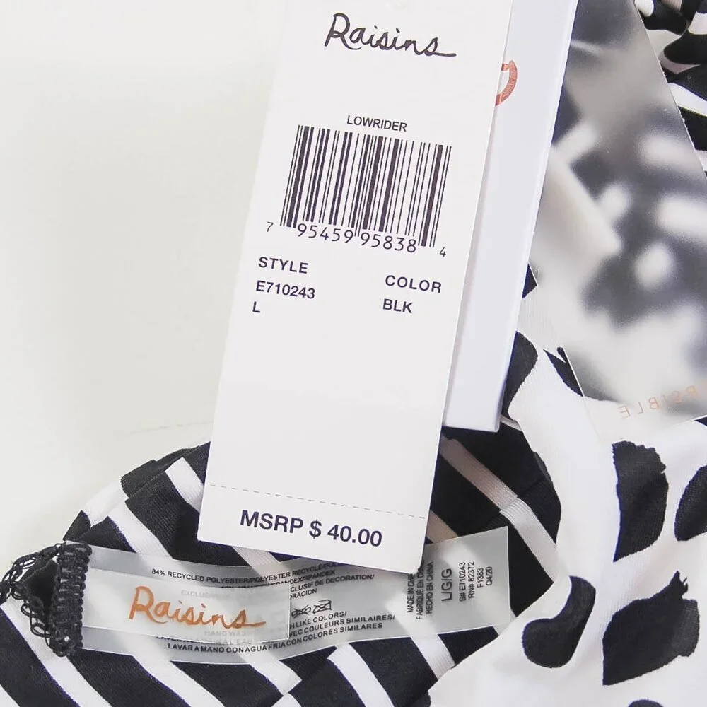 NWT Raisins Lowrider Reversible Swim Bottoms - Cheetah/Stripe - Large